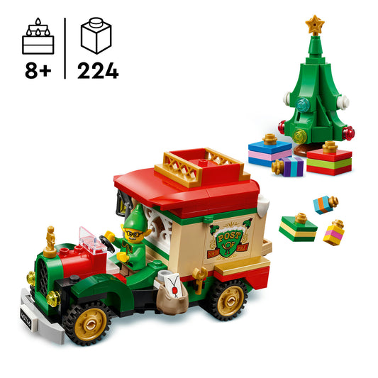 santas delivery truck on white background 