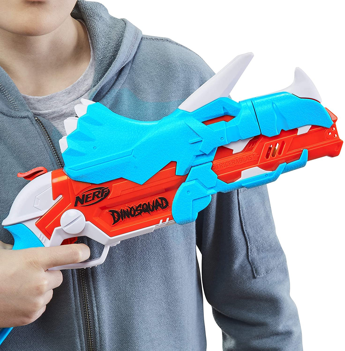 F0803 Nerf DinoSquad Tricera-blast Blaster, Break-Open 3-Dart Loading, 12 Nerf Darts