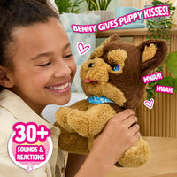 FurReal Benny the Kiss and Cuddle Pup interactive brown plush puppy with treat cup – view 2