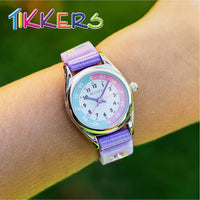 Tikkers Time Teacher Purple Velcro Strap Watch