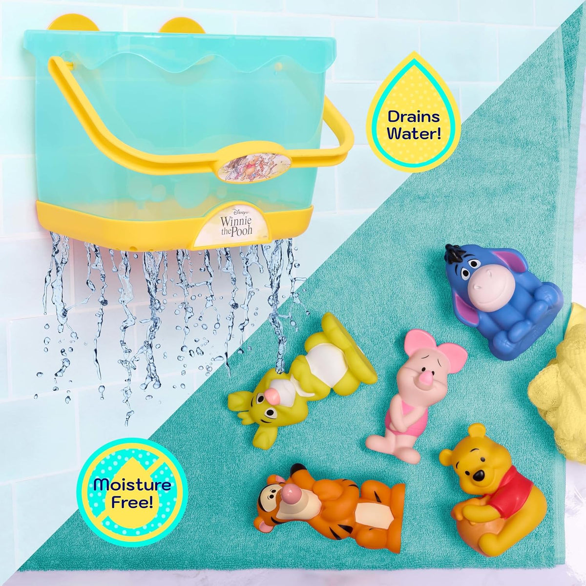 Disney Winnie the Pooh Bath Caddy with five character bath toy figures – view 5