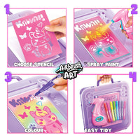 Airbrush Art Kawaii Activity Case with airbrush tool, markers and kawaii stencil artwork – view 3