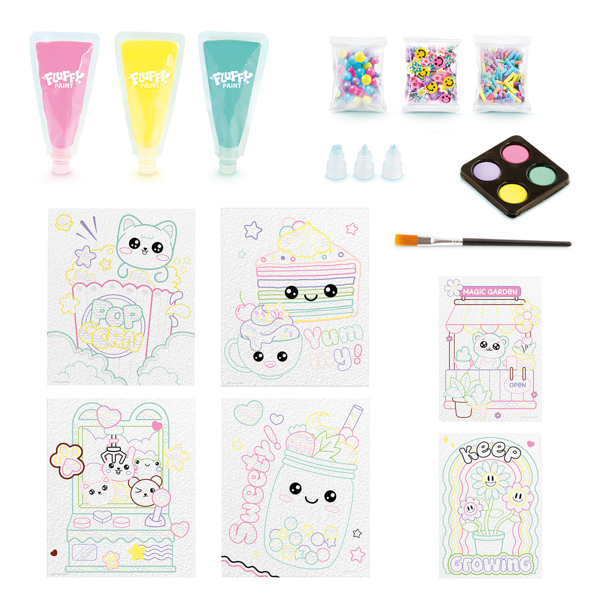 Art Lab Fluffy Paint Kit with fluffy paints, watercolours and finished 3D posters – view 5