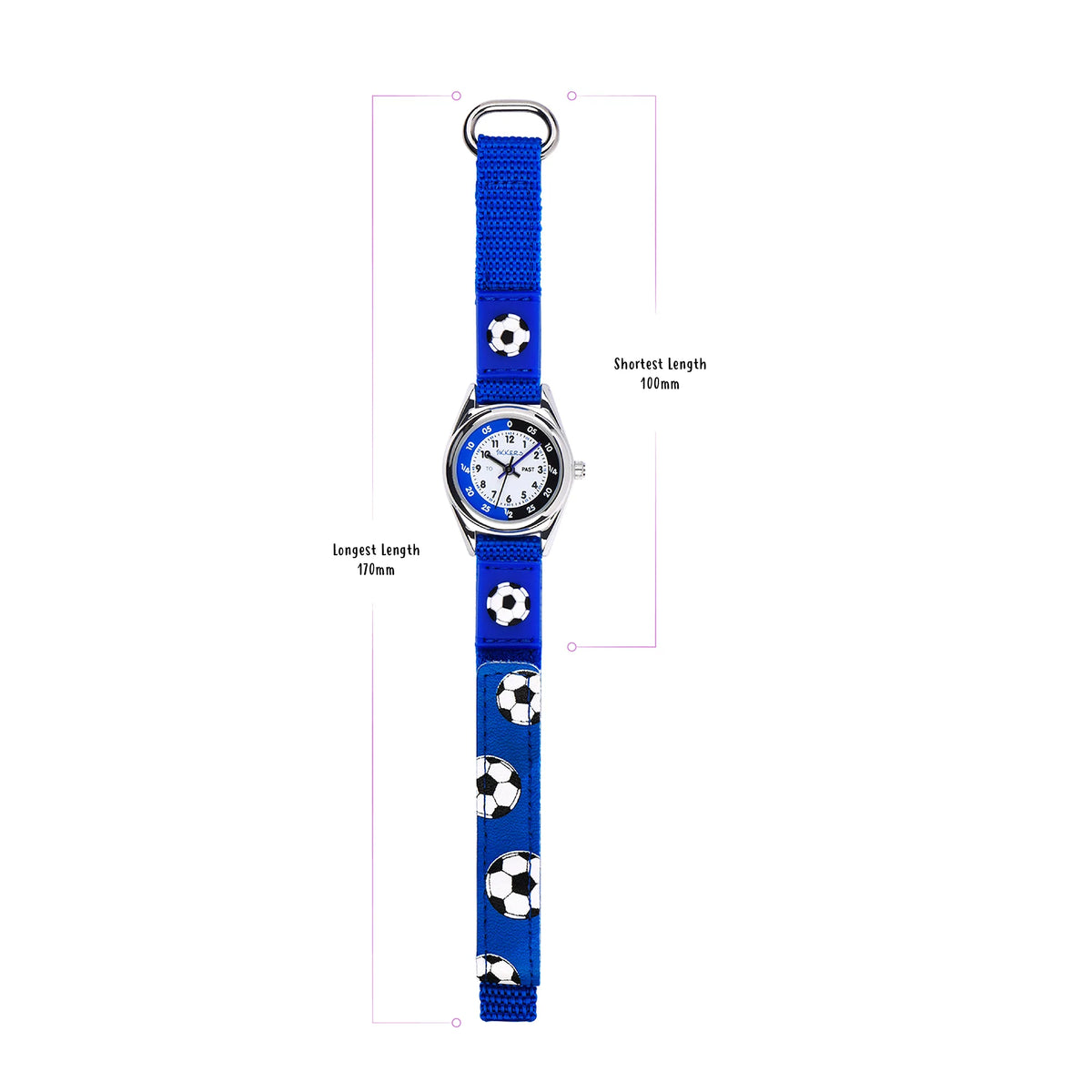 Tikkers Silver Case Time Teacher Dial BE Football Velcro Strap