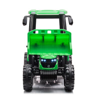 12V Kids Ride On Tractor With Roof, Trailer And Front Loader