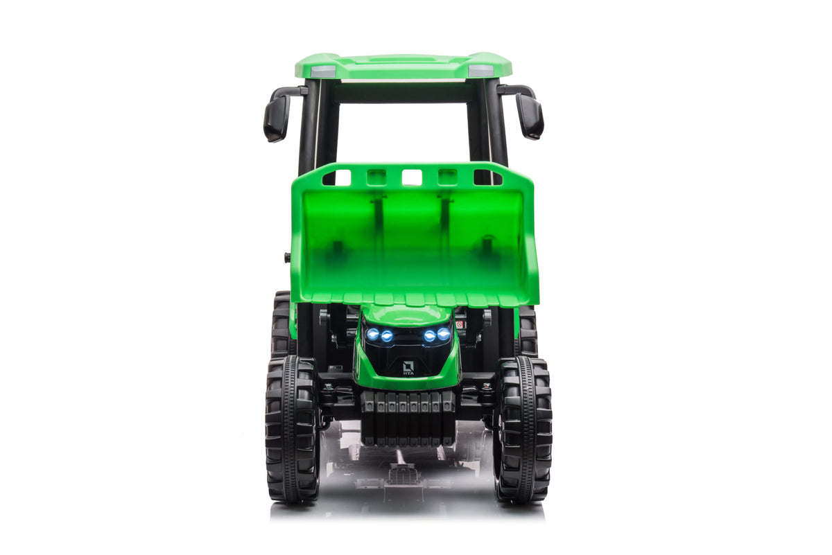 12V Kids Ride On Tractor With Roof, Trailer And Front Loader