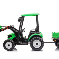 12V Kids Ride On Tractor With Roof, Trailer And Front Loader