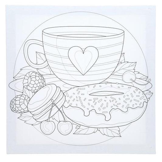 Icon 300x300mm Colour My Canvas - Tea & Donuts