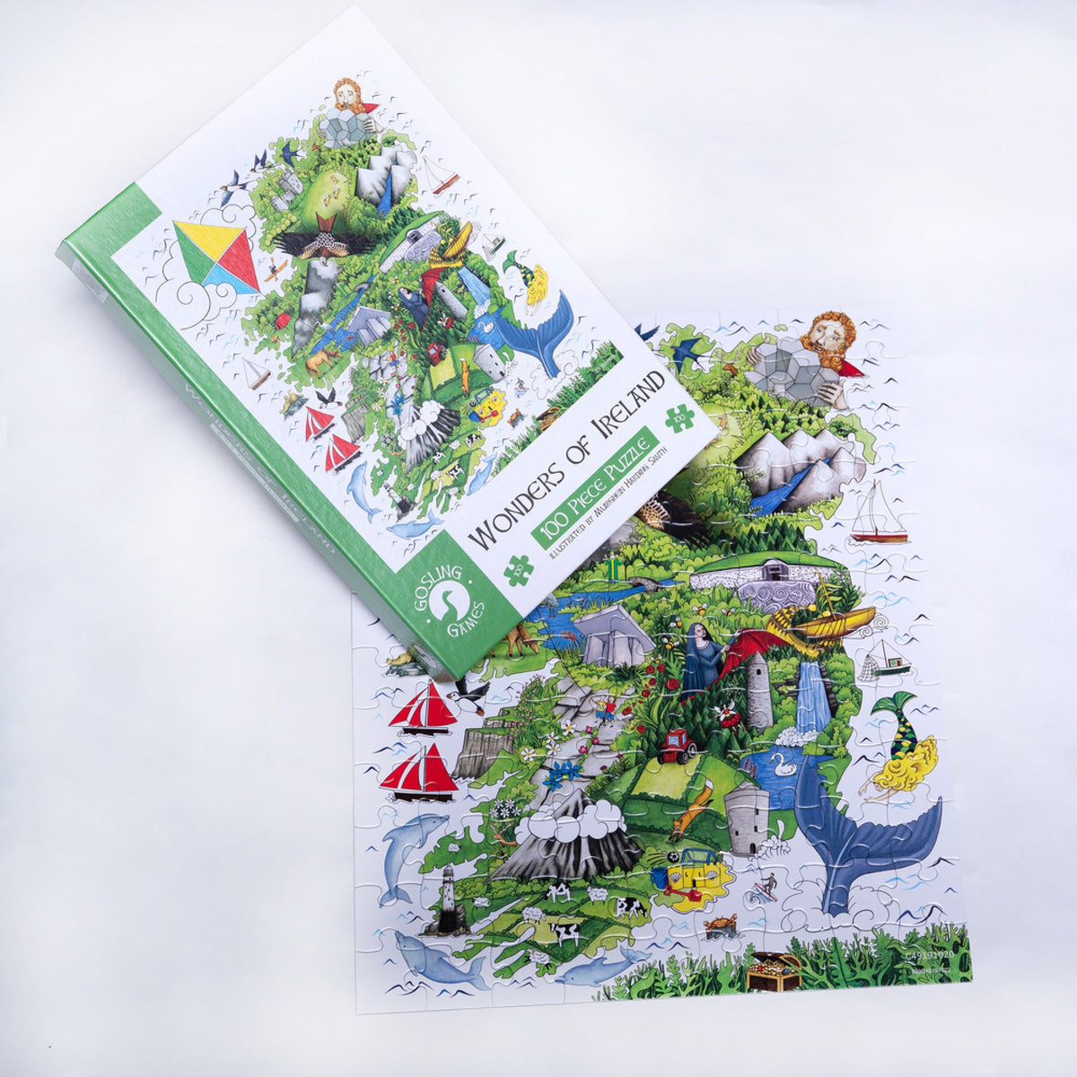 Gosling Games Wonders of Ireland 100 piece jigsaw puzzle box and illustrated map of Ireland – detail 2
