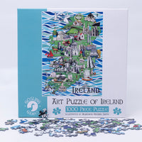 Gosling Games Art Puzzle of Ireland 1000 piece jigsaw puzzle with illustrated Irish landmarks – detail 1
