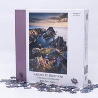 Gosling Games Sundown at Malin Head 1000 piece jigsaw puzzle showing sunset over the Donegal coast – detail 4