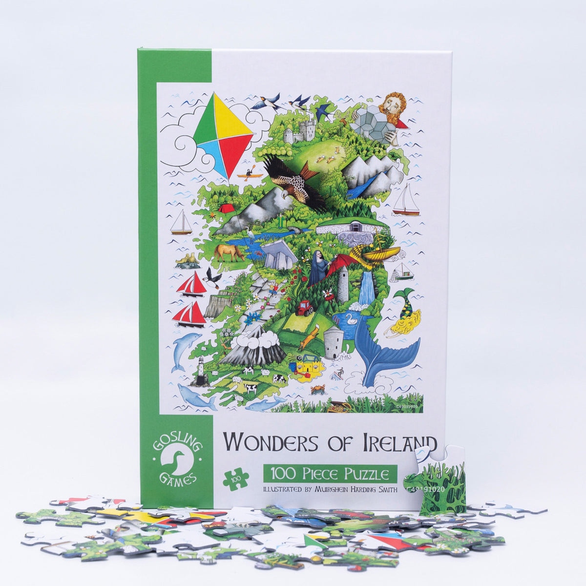Gosling Games Wonders of Ireland 100 piece jigsaw puzzle box and illustrated map of Ireland – detail 1