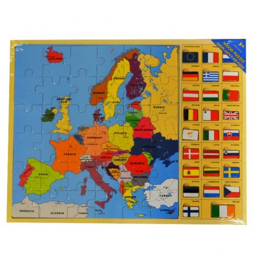 Europe Map and Flags Puzzle