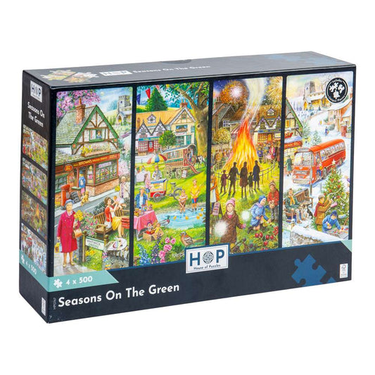 House of Puzzles Seasons on the Green 4 x 500 Piece Jigsaw Puzzles box front