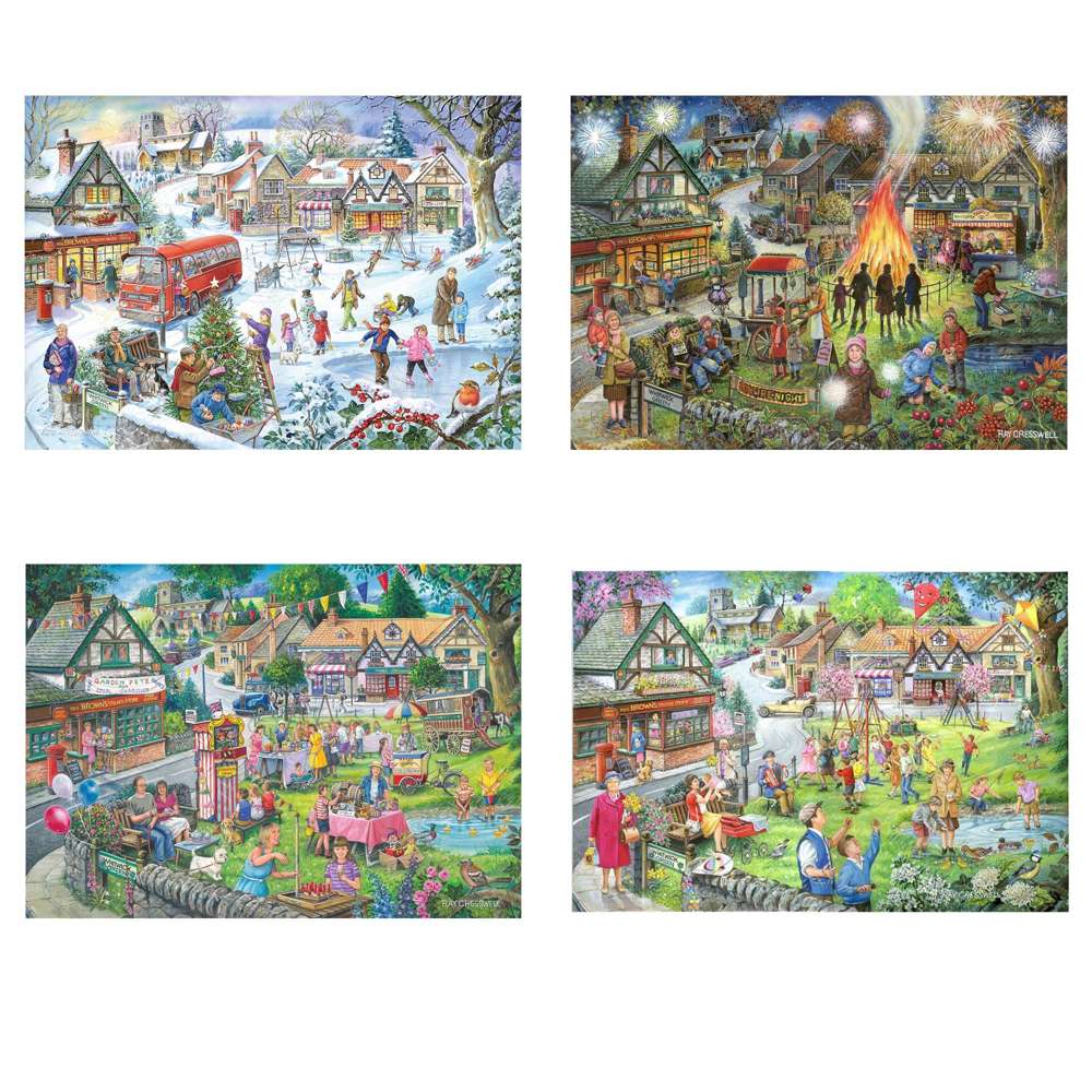 House of Puzzles Seasons on the Green 4 x 500 Piece Jigsaw Puzzles image 2