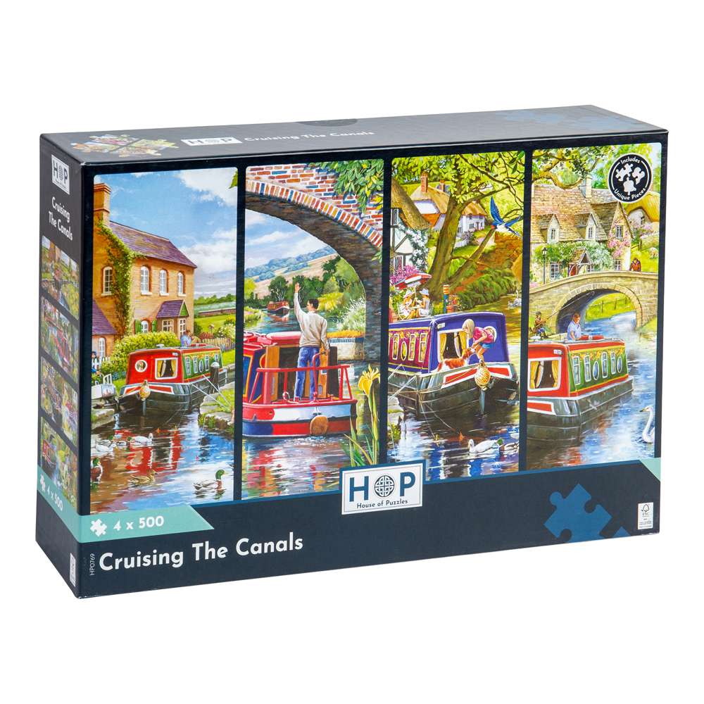 House of Puzzles Cruising the Canals 4 x 500 Piece Jigsaw Puzzles box front