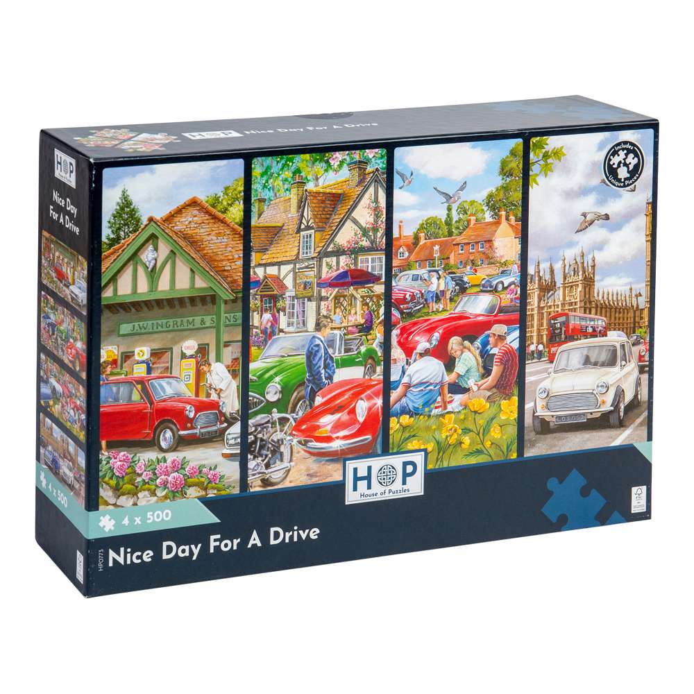 House of Puzzles Nice Day for a Drive 4 x 500 Piece Jigsaw Puzzles box front
