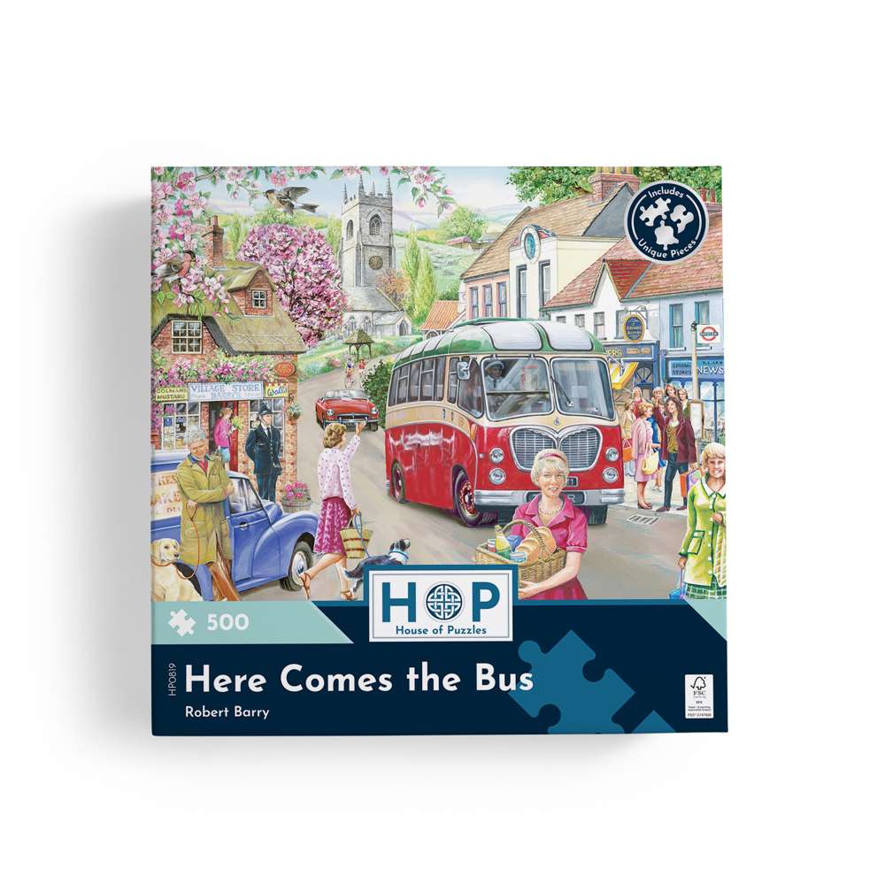 House of Puzzles Here Comes the Bus 500 Piece Jigsaw Puzzle image 3