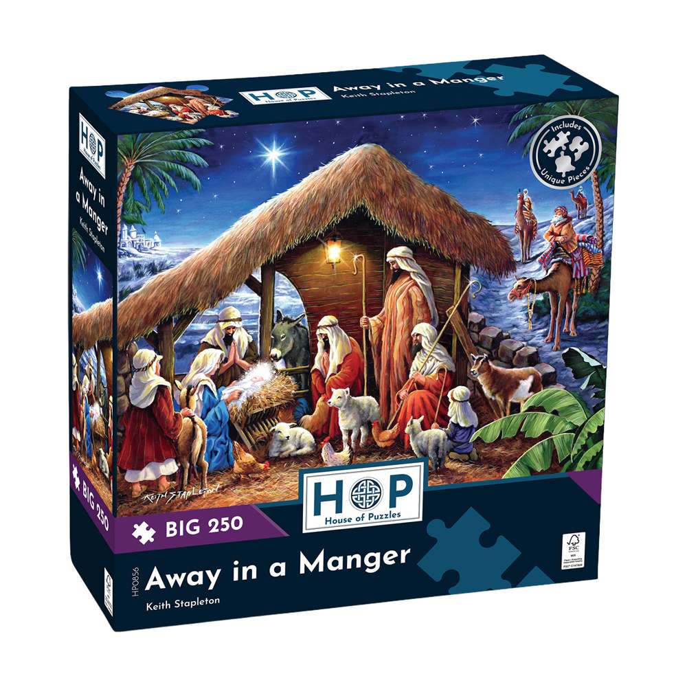 House of Puzzles Away in a Manger BIG 250 Piece Jigsaw Puzzle box front