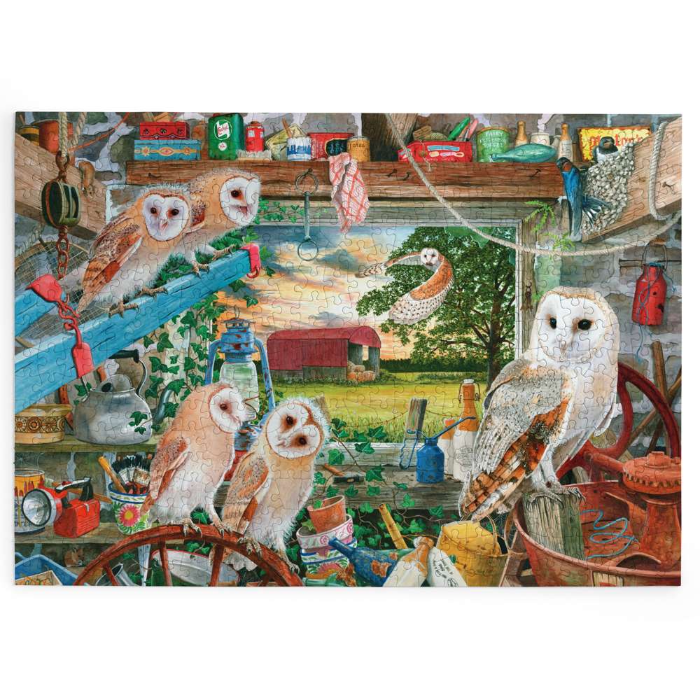 House of Puzzles Night Owls BIG 500 Piece Jigsaw Puzzle completed picture
