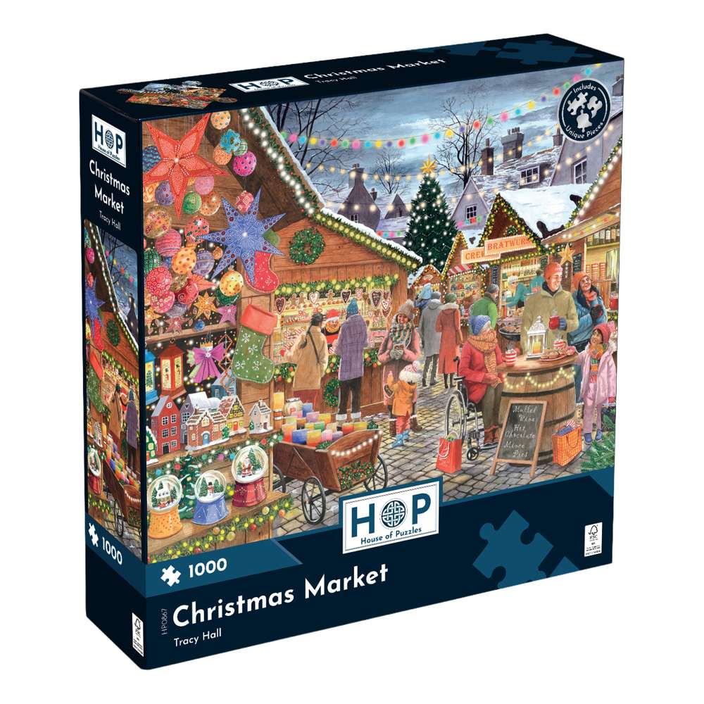 House of Puzzles Christmas Market 1000 Piece Jigsaw Puzzle box front