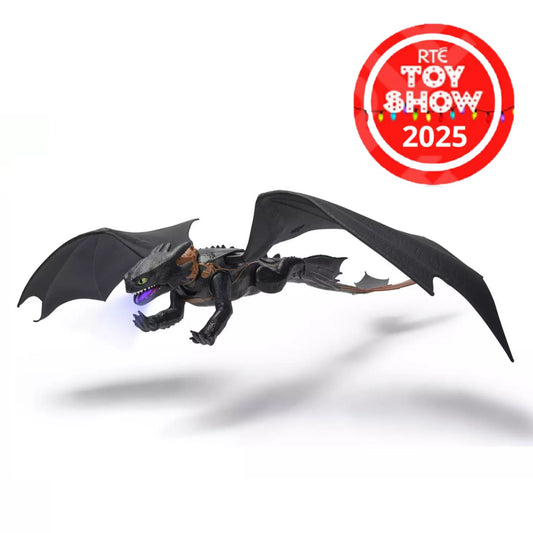 Toy dragon with RTE Toy Show 2025 logo on a white background