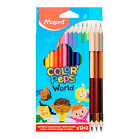 Maped Color'peps Pkt.12 Colouring Pencils &amp; 3 Duo Skin Tones