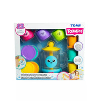 Tomy Bubble & Brew Bath Set 13-piece bath toy set in retail packaging on white background.