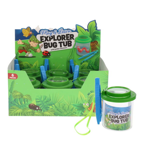 Play and Learn Explorer Bug Tub with magnifying lid and jumbo tweezers