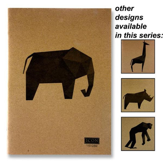 Icon A3 80pg 110gsm Kraft Sketch Book Animal Design 4 Asst.