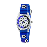 Tikkers Silver Case Time Teacher Dial BE Football Velcro Strap