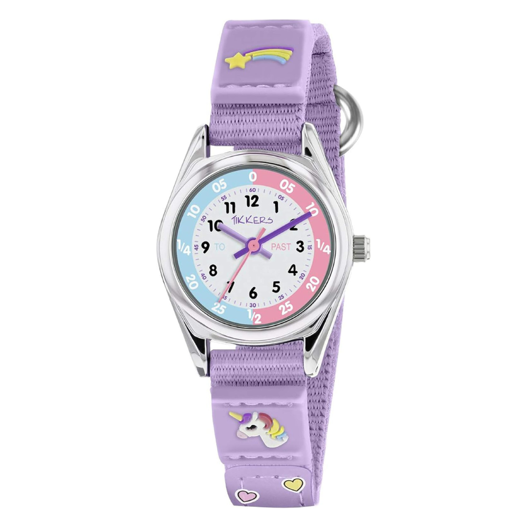 Tikkers Time Teacher Purple Velcro Strap Watch