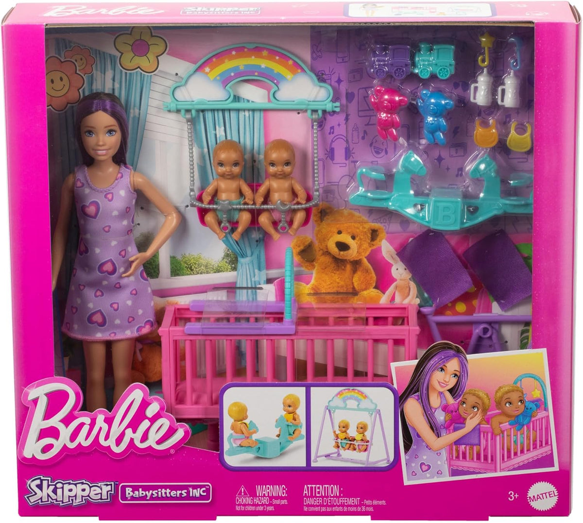 Barbie Skipper Babysitter Doll With Twin Nursery Playset &amp; Accessories