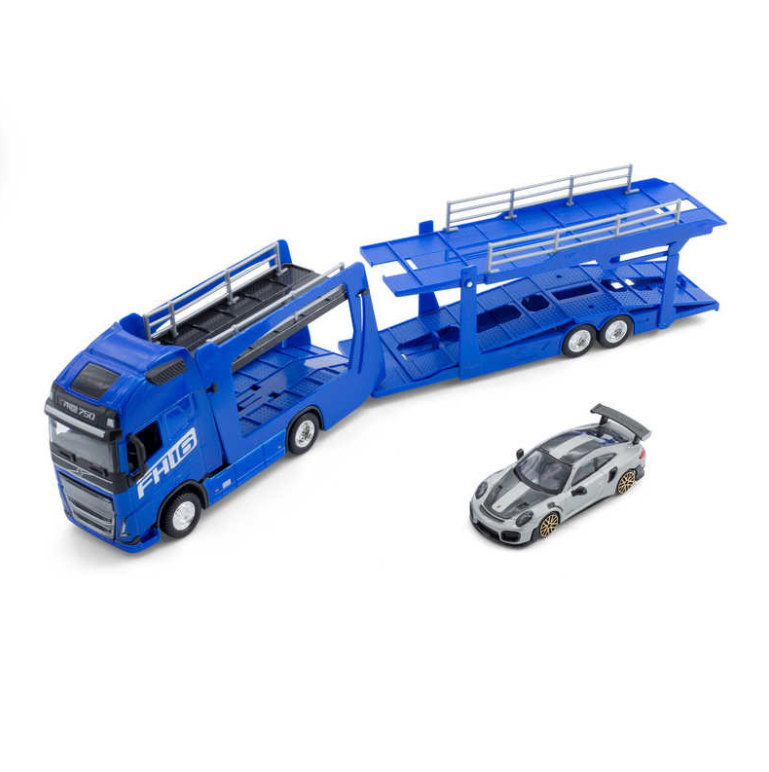 Bburago 1:43 Street Fire Multicar Carrier-Volvo Fh16 Globetrotter 750XXL Blue