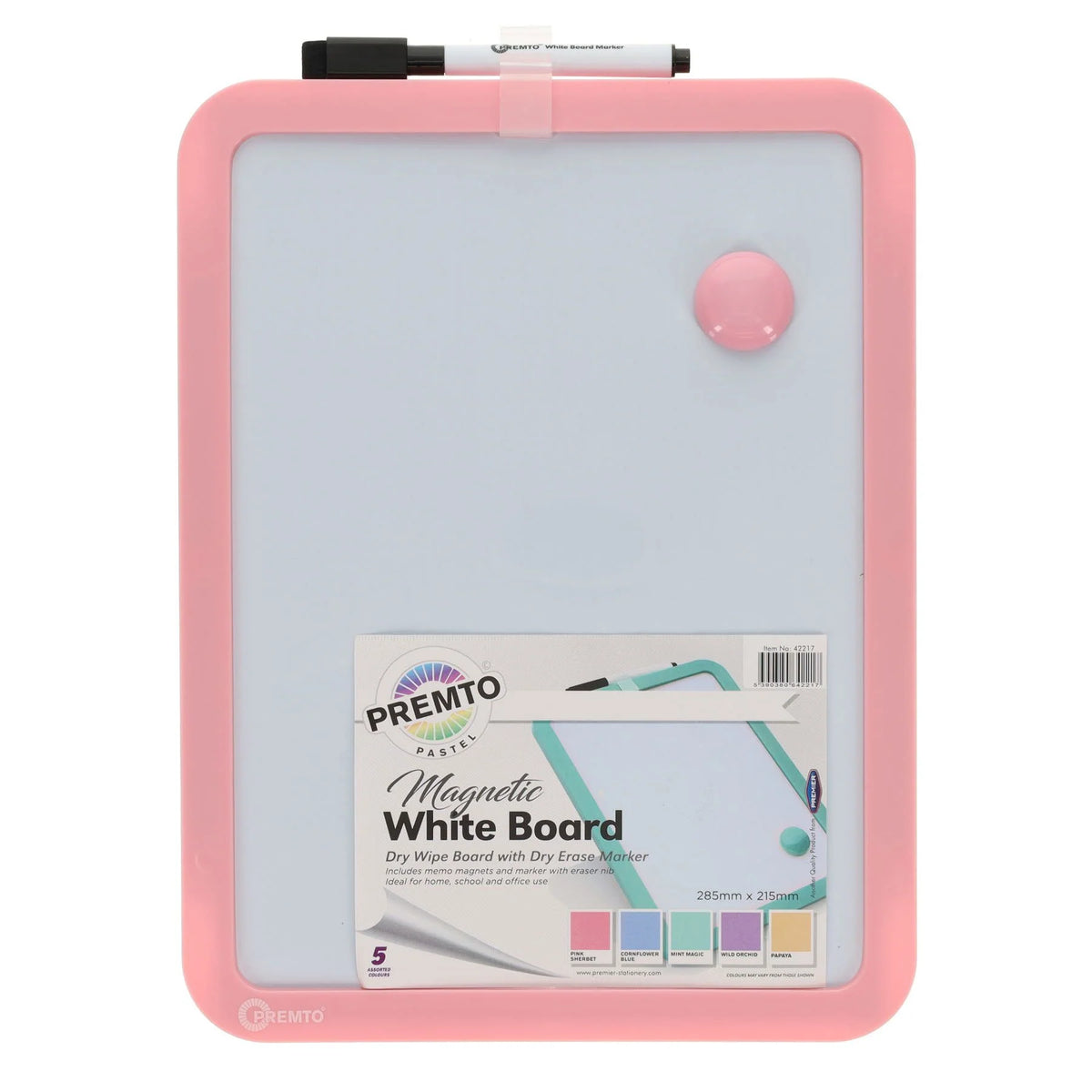 Premto Pastel Magnetic Dry Wipe Whiteboard With Dry Erase Marker Assorted