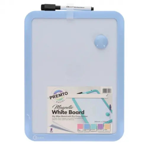 Premto Pastel Magnetic Dry Wipe Whiteboard With Dry Erase Marker Assorted