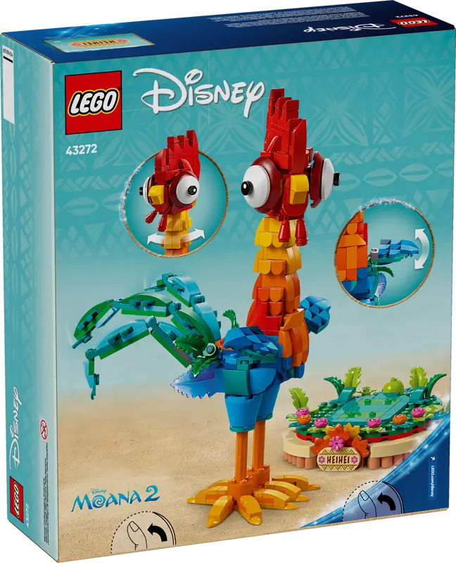 Vibrant Box Art – The packaging features colorful Moana 2-themed artwork, showcasing Heihei in his completed LEGO form.