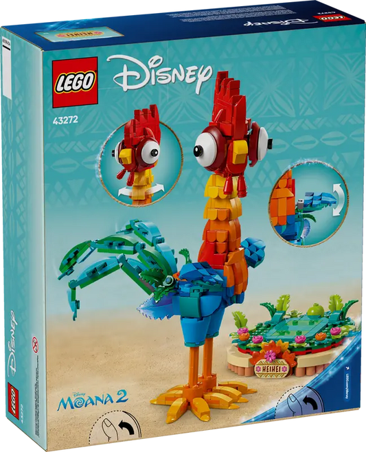 Vibrant Box Art – The packaging features colorful Moana 2-themed artwork, showcasing Heihei in his completed LEGO form.