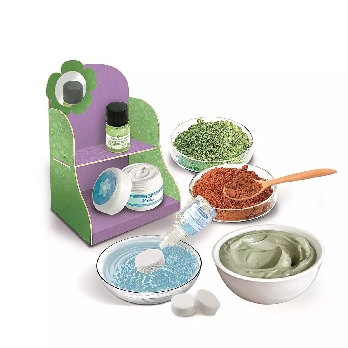 Clementoni Beauty Mask Creation Science Kit all items that set include