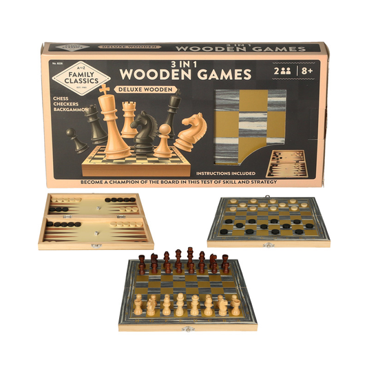 3 in 1 Wooden Chess Game