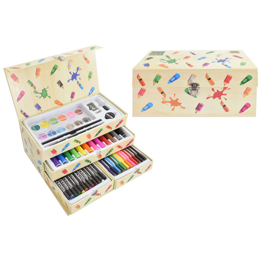 54pc Art Set In Carry Box With Drawers