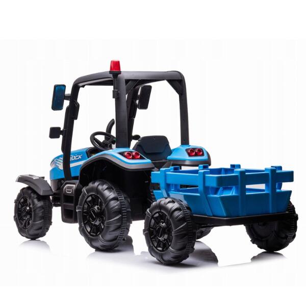 AgriPow 24V Electric Ride On Tractor with Trailer Blue picture from the back