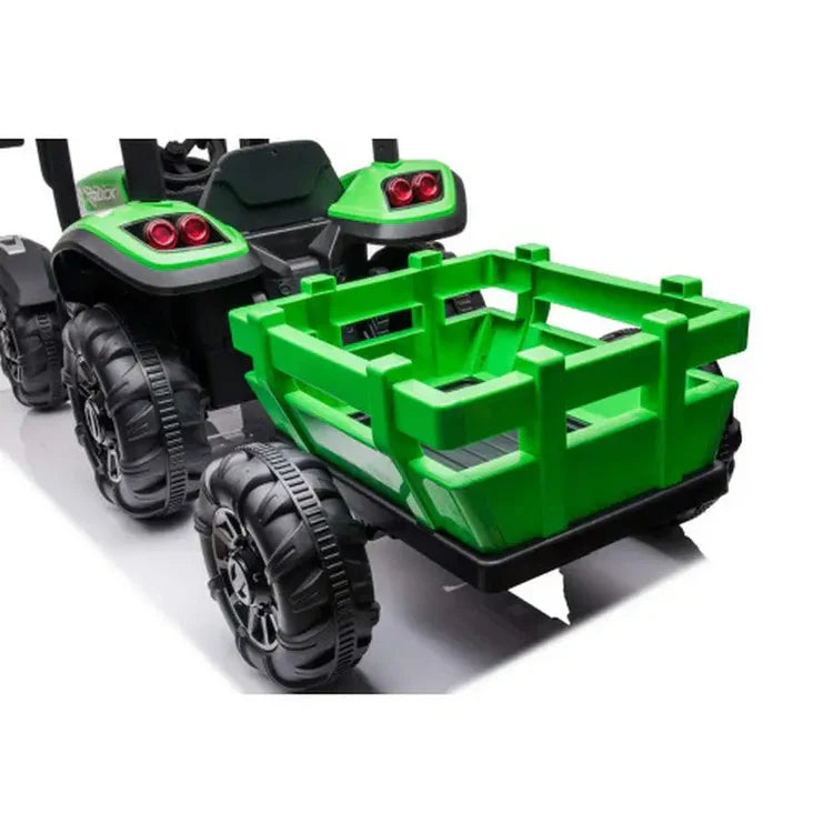 AgriPow 24V Electric Ride On Tractor with Trailer Green backview picture