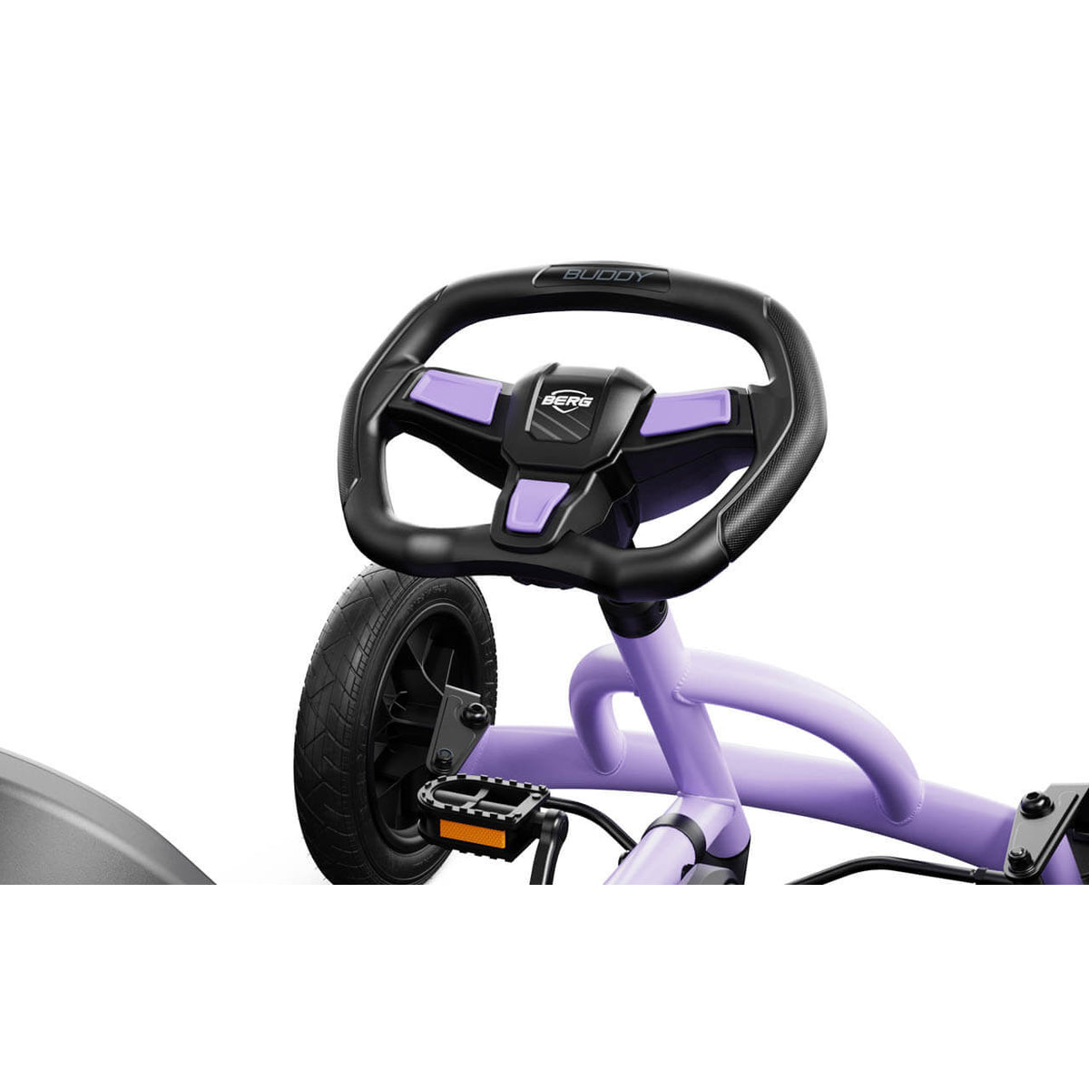 BERG Buddy Purple close view picture of the sterning wheel