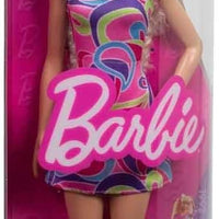 Barbie Fashionistas Doll #223 with blonde wavy hair, showcasing a stylish and trendy Totally Hair-inspired dress for Barbie fans.
