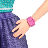 Barbie Fashionistas Doll #232 in a vibrant sporty outfit, featuring red hair and a purple pleated skirt with sneakers.
