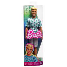 Barbie Fashionistas Ken #211 is dressed in a cactus-themed tee, white shorts, and cream sneakers for fun fashion moments.
