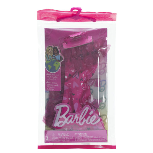 Add style to Barbie’s wardrobe with the Barbie Heart Dress.
