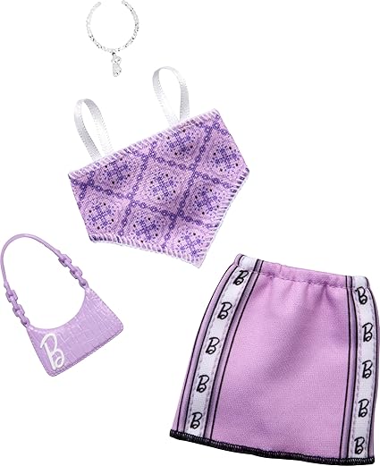 Barbie Fashion Purple Dress with stylish bandana top and sporty skirt.
