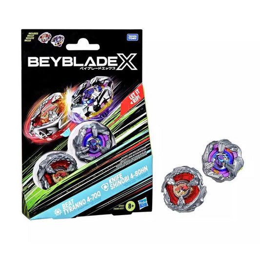 Beyblade X dual pack range packaging, Brace Triceratops M-85BS and Dagger Dran 7-55K